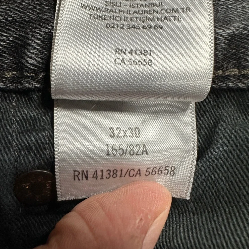 Polo Ralph Lauren Sullivan Slim Jeans 32x30 Faded Black Distressed Stretch Denim